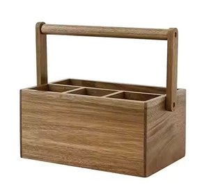 Soporte de Madera para Utensilios de Cocina, Organizador de Cubiertos con Asa Metálica, Diseño Moderno - Product Image 3