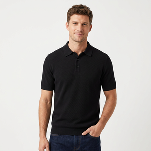 Polo de Manga Corta para Hombre, Color Sólido, Tejido, Estilo Casual, Largo Regular - Product Image 4