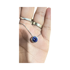 Pendentif élégant en argent sterling 925 avec collier et breloque en plaqué or et rhodium avec pierres précieuses - Product Image 1