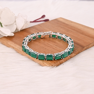 Premium Natural Green <b>Onyx</b> <b>Bracelet</b> in 925 Sterling Silver Handmade Luxury Jewelry Women & Men - Product Image 1
