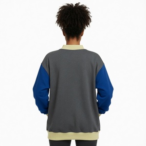 Sweat-shirt oversize à col montant pour femme, color block, broderie Trackstar, poche kangourou, en molleton épais - Product Image 4