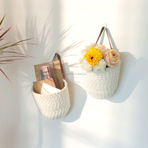 Cotton Wall Flower Hanging <b>Basket</b> Sustainable Cotton Wall Storage <b>Basket</b> Portable <b>Baskets</b> for Home & Kitchen Decor - Product Image 4