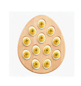 Plato de madera para huevos rellenos, plato rústico para servir, divisor de huevos manual, diseño práctico, soporte de madera para huevos - Product Image 1