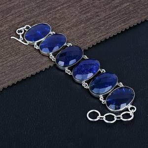 Faceted Sapphire <b>Bracelet</b> Sterling Silver Boho Jewelry Handmade Gemstone <b>Bracelet</b> Unique Crystal <b>Bracelet</b> Gift For Women - Product Image 4