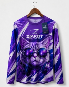 ZIAKOT industry New design Men's Custom Purple White-Royal 3D Pattern Design Rave Animal <b>Cat</b> Performance T-Shirt - Product Image 1