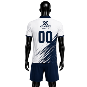 Uniforme de Fútbol Personalizado, Conjunto de Camiseta Polo y Pantalones Cortos, Transpirable, de Poliéster de Secado Rápido, con Rayas Diagonales, Ajuste Universal, para Entrenamiento de Equipos, China - Product Image 2