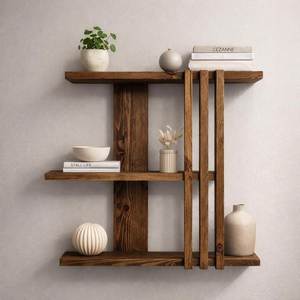 Wooden Wall <b>Shelf</b> With Multiple Tiers For Living Room Bedroom Office Kitchen Storage And Decoration - Product Image 4