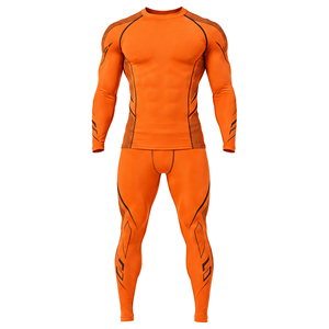 Ensemble de survêtement de compression personnalisé pour homme, respirant, séchage rapide, haut à manches longues et bas de corps, idéal pour le fitness, la course et les sports masculins - Product Image 1