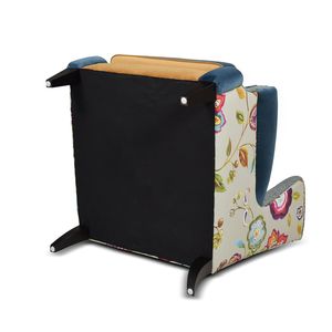 Poltrona Anya Boho Chic con Schienale Alto, Stampa Floreale e Leopardata in Velluto Blu Teal e Giallo Oro per Soggiorno - Product Image 2