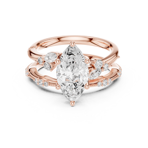 Conjunto de Anillos de Compromiso Vantage Marquise con Diamantes para Mujer, Oro 10k/14k/18k/Plata de Ley, Doble Banda con Diamantes Cultivados en Laboratorio, Joyería Fina - Product Image 3