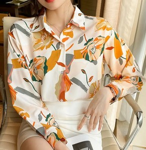 Chemise décontractée d'été en tricot à manches longues pour femme avec broderie, style vintage français, nouveau design pour femme - Product Image 5