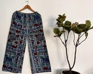 Pijama de algodón 100% para mujer, pantalones Palazzo transpirables con lavado a la piedra, ropa de dormir tejida suave para uso doméstico, estilo de moda para primavera y otoño - Product Image 6