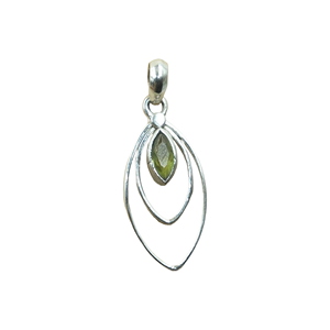 Pendentif double ovale fait main en argent sterling 925 avec péridot naturel, pierre précieuse verte, bijou minimaliste, cadeau pour femme, idéal pour les fêtes - Product Image 1