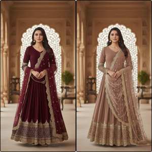 Ensemble deux pièces Anarkali élégant brodé de sequins pour femme Ramdev Trading, moderne, séchage rapide, toutes saisons - Product Image 6