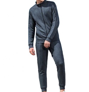 Wholesale Men's Front Full Zip Tight Neck Causal Tracksuit With Side Stripe Men's Slim Fit Sweatsuit - Product Image 1