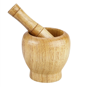 Ensemble mortier et pilon manuel en bois, fait main, pour broyer les herbes et les épices, outil de cuisine pour broyer les herbes, les épices et l'ail - Product Image 1
