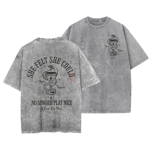 เสื้อยืดคอกลมแขนสั้นทรงโอเวอร์ไซส์สไตล์วินเทจผ้าฝ้ายคุณภาพสูง 100% ซักย้อมสีแบบแอซิดวอช ดีไซน์ขาดๆ สำหรับผู้ชาย ราคาถูก - Product Image 6