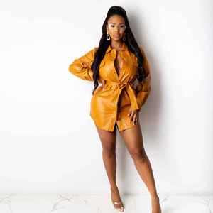 Women PU Leather Bodycon <b>Dress</b> <b>Plus</b> <b>Size</b> <b>Dress</b> for Woman Fashion Prom Evening Party <b>Sexy</b> Deep V Neck Long Sleeve <b>Mini</b> <b>Dress</b> - Product Image 4