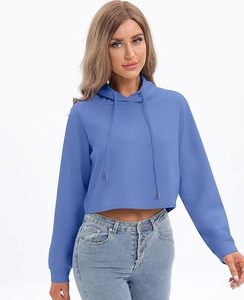 Ladies Fashion <b>Cropped</b> Sweatshirt Hoodie Soft Fabric Everyday Wear <b>Top</b> - Product Image 5