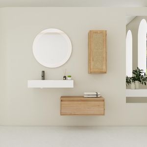 30-Inch Wall Mounted Bathroom Vanity Resin Sink Soft-Close Drawer 09430IMO 30L SC00512IMO C <b>Side</b> Cabinet Included (KD Packing) - Product Image 1