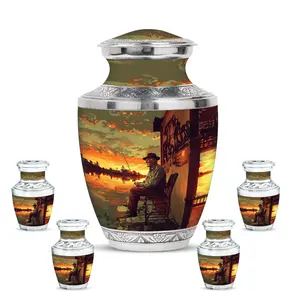 Urne funéraire Sunset Fisherman pour cendres, Urne commémorative Vieil Homme et la Mer - Product Image 3