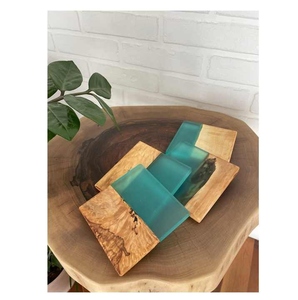 Artisan Wooden Epoxy Resin Coaster Set | Luxury Home Bar Decor Contemporary Design Eco-Friendly Heat Resistant Coffee Wine - Product Image 2