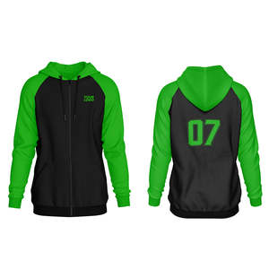 Sudadera con capucha de felpa francesa desgastada con cremallera completa personalizada - Estilo raglán High Street - Product Image 1