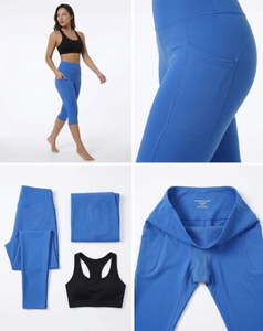High Waist Women Capris <b>Leggings</b> <b>with</b> <b>Side</b> <b>Pockets</b> Athletic Fitness Yoga Pants Custom Logo Gym Wear - Product Image 6