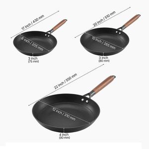 Set di 3 Padelle con Manico in Legno per Cucina - Product Image 6