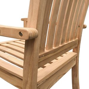 Fauteuil d'extérieur moderne empilable en teck massif, résistant à l'eau, pour restaurant et jardin - Product Image 4