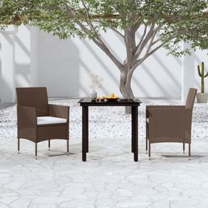 Set da pranzo da giardino marrone a 2 posti con struttura in metallo, resistente alle intemperie, stile contemporaneo - Product Image 3