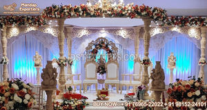 Elegante oro blanco Manavarai Saree función escenario maravilloso anillo de boda hindú función evento escenario elegancia boda fiesta escenario - Product Image 6