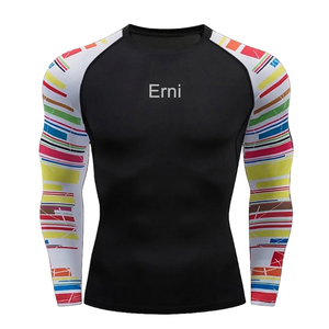 Camiseta de compresión de manga larga para hombre, Rash Guard, ajuste ceñido, ropa de gimnasio, secado rápido, top de natación, venta al por mayor - Product Image 3