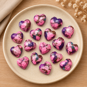 Pink Purple Copper Turquoise Faceted Heart Shape 10mm Loose Gemstone Bead <b>Jewelry</b> Making Stone Pendant Craft Supply - Product Image 3