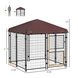 Grand enclos extérieur pour chien avec auvent imperméable 4,6 x 4,6 x 5 m, doté d'une porte pratique - Product Image 2