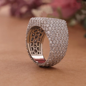 Iced Style Cut Moissanite Hip Hop Engagement <b>Ring</b> Fully Pave Set Rhodium Plated Cluster <b>Statement</b> <b>Ring</b> 925 Sterling <b>Silver</b> - Product Image 6