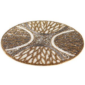 Luxury Modern Round Placemat Glass Beaded <b>Table</b> <b>Mat</b> for Dining Kitchen Restaurant and Hotel Decoration Cloth Material Pad - Product Image 3