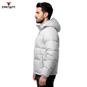 Blouson matelassé léger et imperméable à col montant, réversible, personnalisable sur le devant, avec capuche, pour l'hiver, à prix abordable, en promotion - Product Image 3
