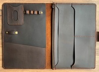 Venta caliente 2025 organizador de cuero de cartera de calidad superior con cremallera tamaño A4 soporte de cuero para documentos cubierta de archivo de cuero para cuaderno