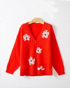 Cárdigan Vintage Holgado Estándar para Mujer, Suéter Personalizado con Cuello en V, Suéter de Invierno Tejido con Botones - Product Image 2