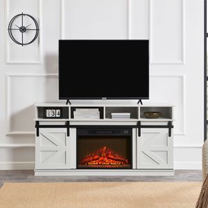 Mueble para TV Estilo Granja Moderna, Consola de Entretenimiento para el Hogar Inspirada en un Granero con Chimenea Integrada de 23'' para Televisores de hasta 65'' - Product Image 1