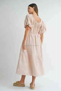 New Look algodón gasa verano cuello cuadrado longitud media con elástico Boho suelto Casual media manga señoras Maxi vestido para mujer - Product Image 4