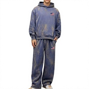 Conjuntos Deportivos de Dos Piezas de Algodón Lavado con Efecto Desgastado, Fabricante de Ropa OEM, Suministro al por Mayor - Product Image 1