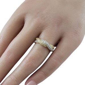 Bague en or 14K/18K avec diamant de laboratoire, bague croisée bicolore or et diamant, bague de luxe en or avec pavé de diamants, pour un usage quotidien - Product Image 5