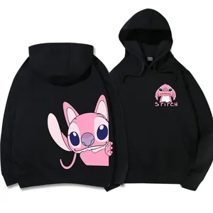Pour Disney unisexe femmes à capuche mode point ange monstre lettre dessin animé sweat pull mignon Harajuku poche haut XL - Product Image 1