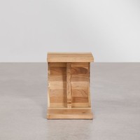Table de chevet en bois texturé Vandana Amber 45x30 cm