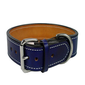 Collar de cuero hecho a mano para perro, accesorio de latón sólido ajustable, calidad de exportación, diseño personalizado, en 3 colores variados - Product Image 1