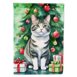Coréen Bobtail Chat Arbre De Noël Grand Porche Manches Poteau Décoratif Cour Bannière Oeuvre Multicolore Polyester Tenture Murale Maison - Product Image 1