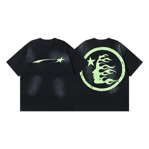 Vintage Wash Plus Size Men's T-Shirt Short Sleeve O-Neck Street Style Hip Hop Jersey Cotton Oversized Fit - Product Image 4