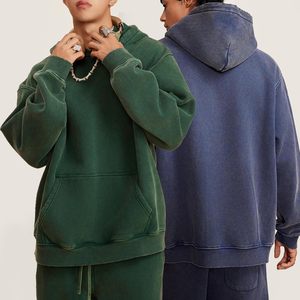 2025 hommes surdimensionné pull à capuche lavage polaire coton sweat à capuche Vintage poids lourd XXS taille Couples à capuche - Product Image 2
